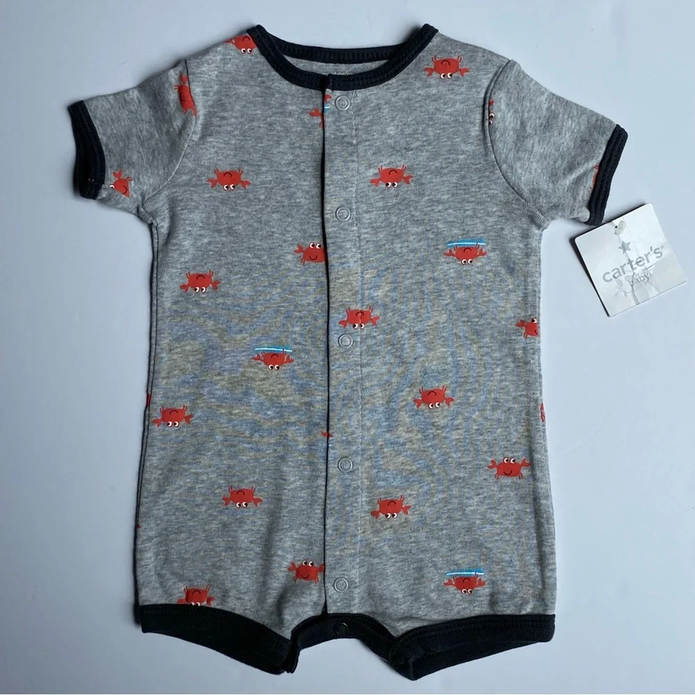 Crab Outfit 3 Months Carter's One Piece New NWT Romper Gray Oceans Crabs